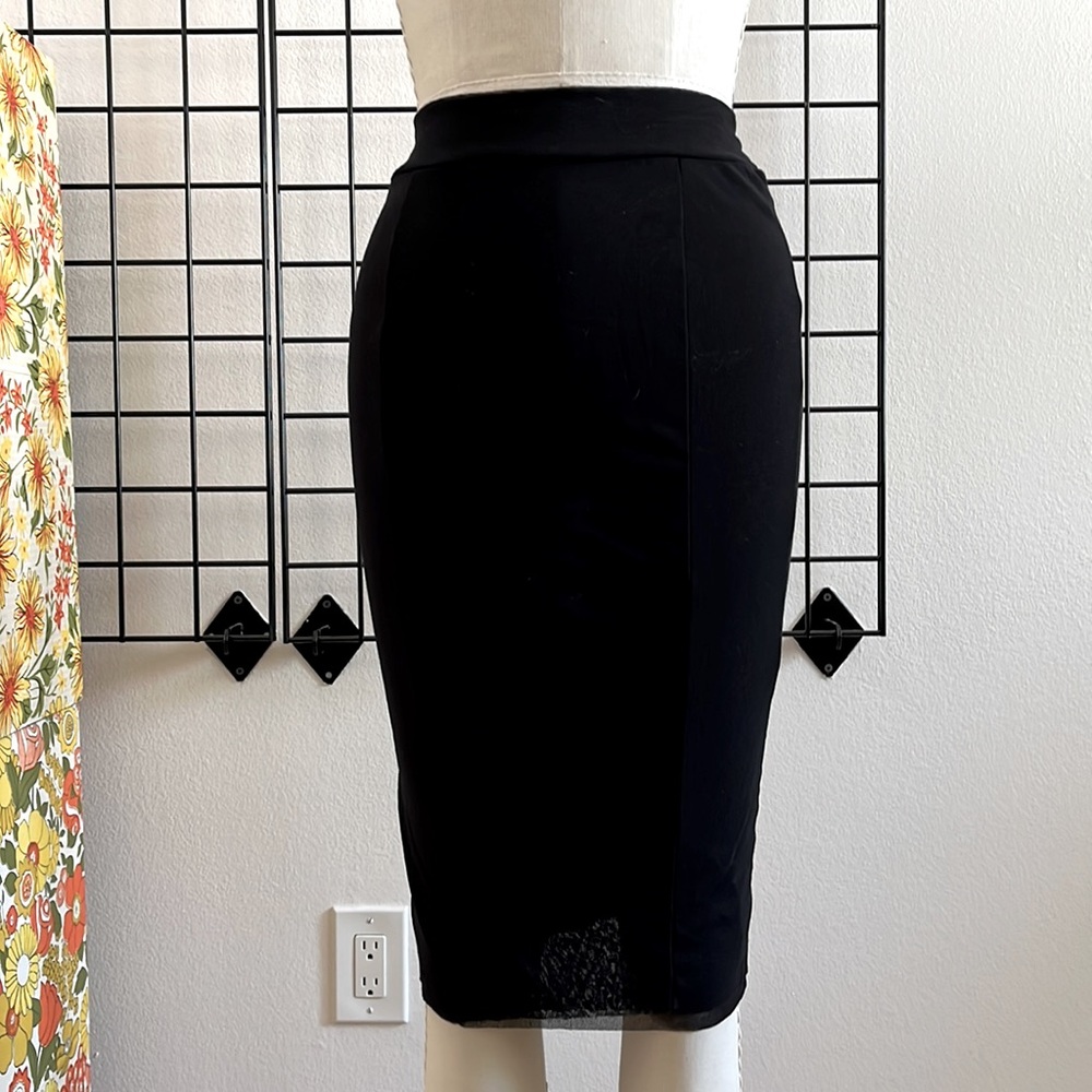 Jean Paul Gaultier Soleil Black Mesh Pencil Skirt